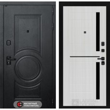Входная дверь GRAND 02 - Сандал белый, стекло черное