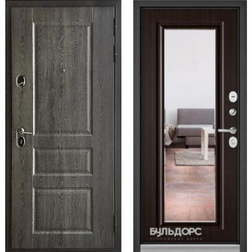 Входная дверь - Бульдорс STANDART 90 (РР Дуб графит 9SD-2/Ларче шоколад зеркало 9S-140 )