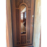 Входная дверь REX Лацио с окном и ковкой Дуб золотой / Дуб золотой  (терморазрыв)