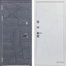 Дверь Дива-97/3 Дуб серый Д-11 Белый софт